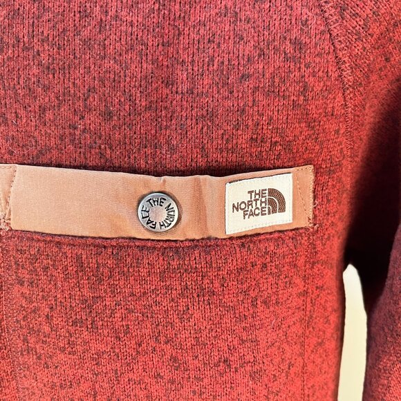 The North Face Men's dark burnt orange tan trim 1/2 zip pullover Jacket Small S - Picture 2 of 6